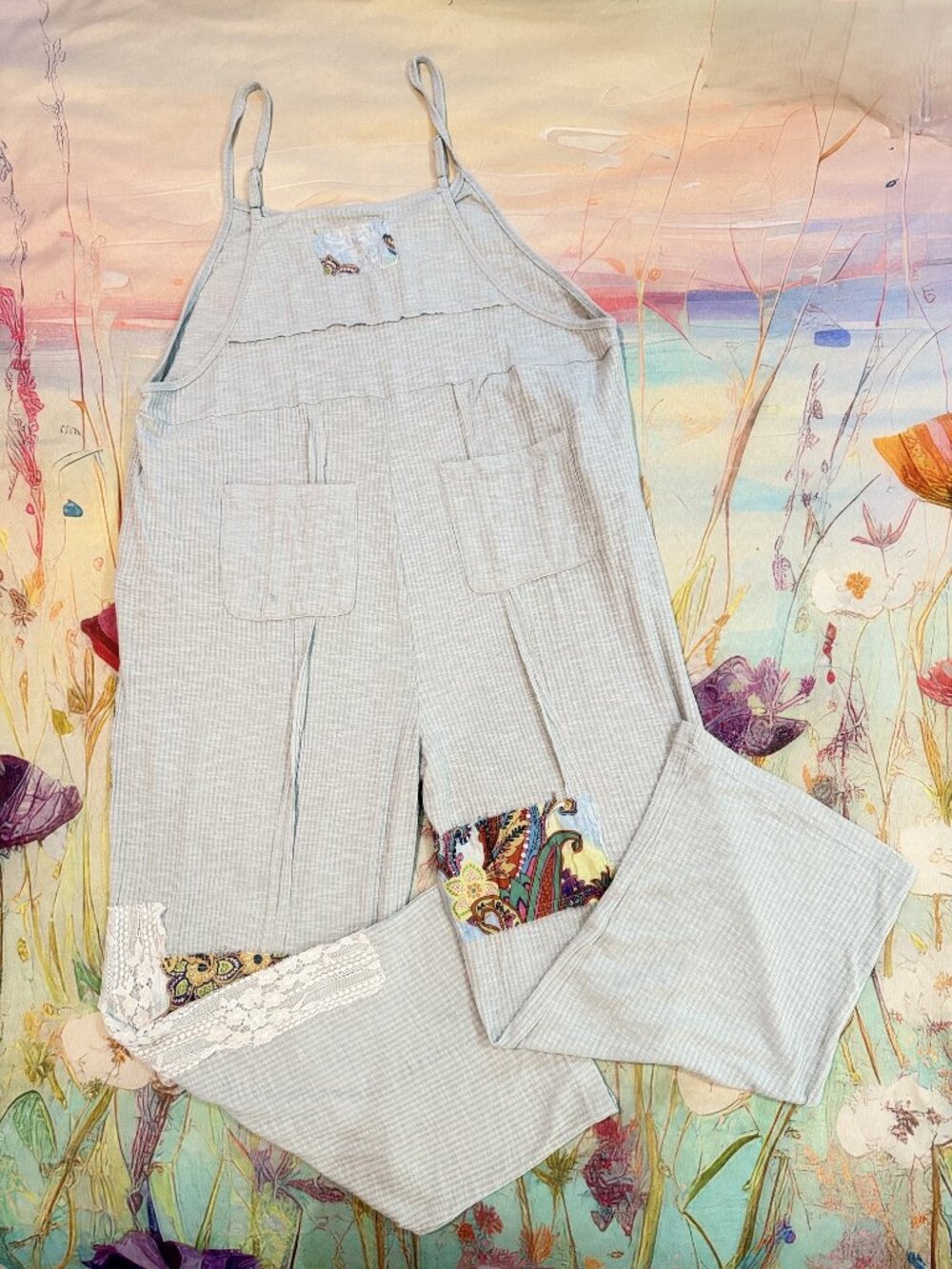 ๐ POL Light Blue Patchwork Jumpsuit โ Size Medium ๐ - Picture 6 of 10